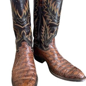 Justin Exotic Leather Cowboy Boots Mens Sz 8.5 D